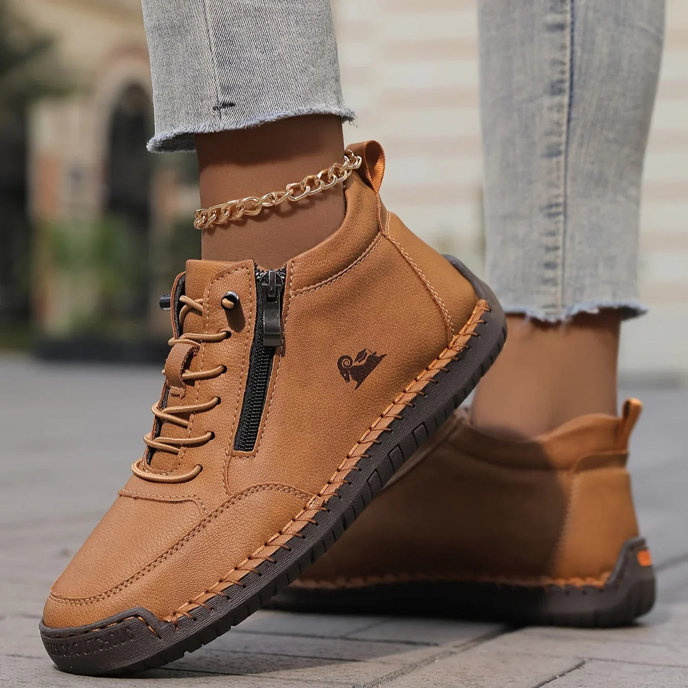 Flat Lace-Up Ankle Boots – Side Zip Casual Booties