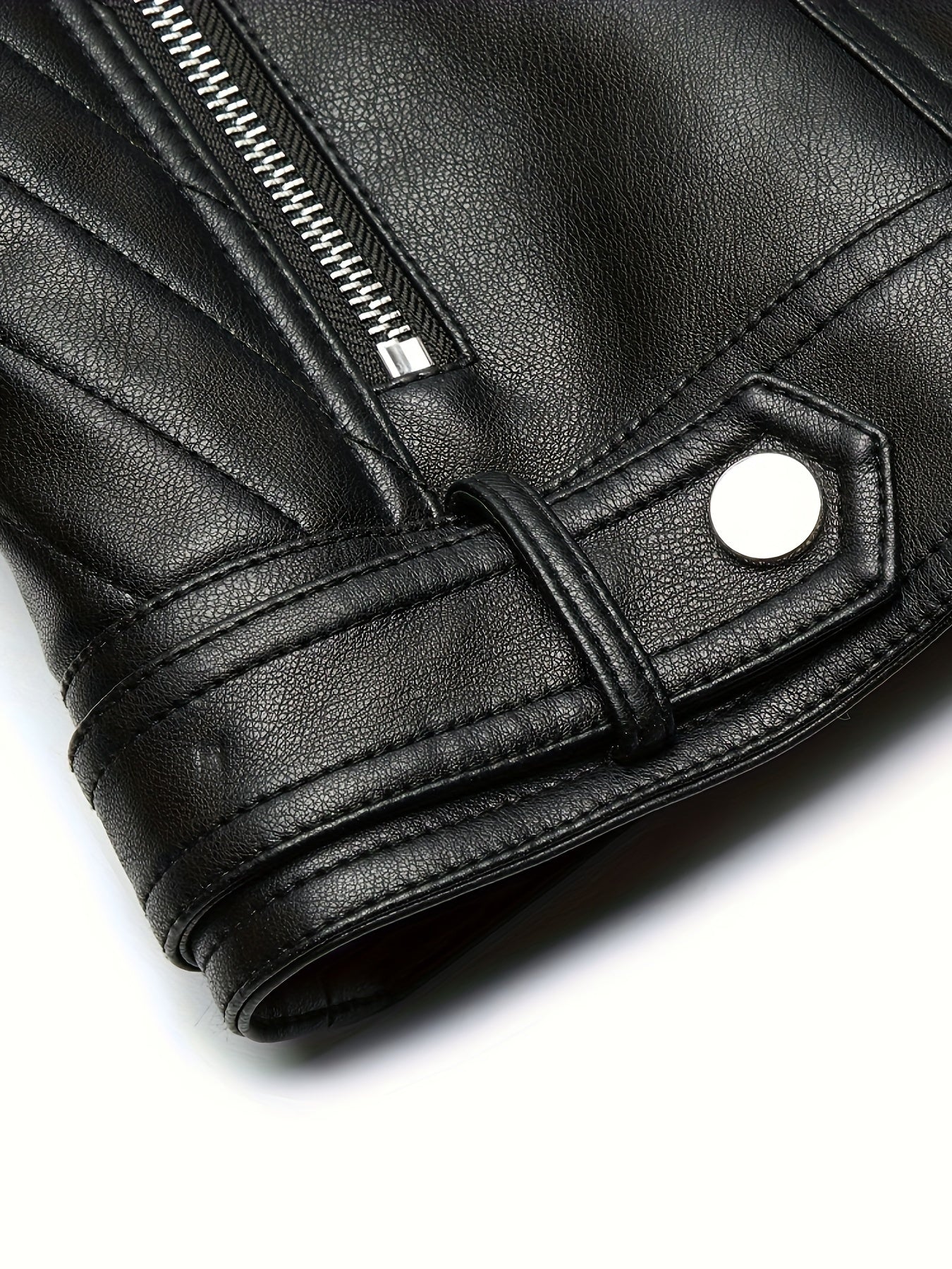 Faux Leather Moto Jacket – Asymmetric Zip Cropped Biker Jacket