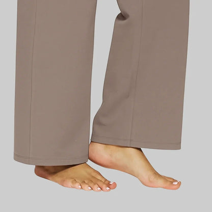 High-Waist Wide-Leg Stretch Pants – Soft Pull-On Trousers with Pockets