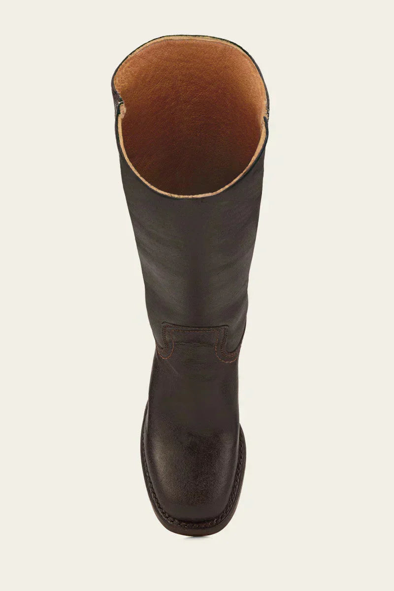 Women's Leather Knee High Boots – Side Zip Block Heel Tall Boot
