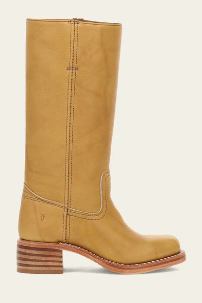 Women's Leather Knee High Boots – Side Zip Block Heel Tall Boot