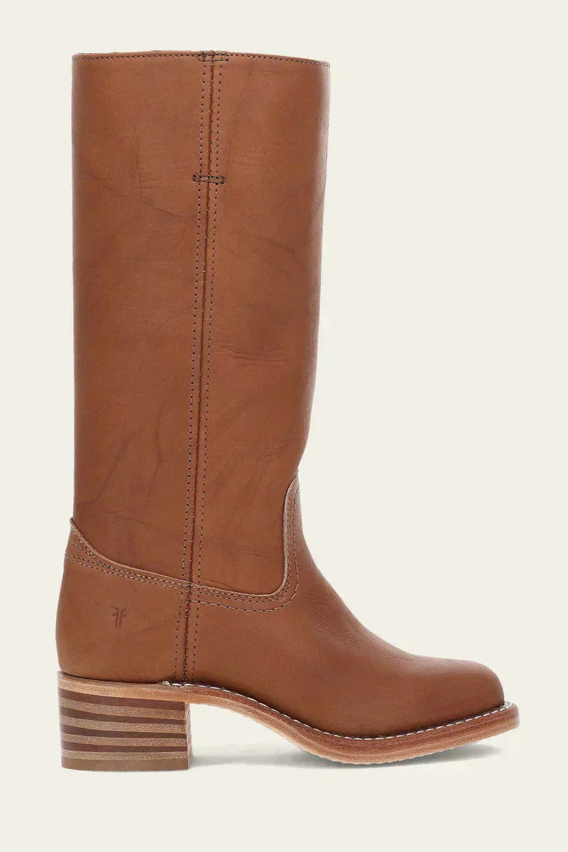Women's Leather Knee High Boots – Side Zip Block Heel Tall Boot