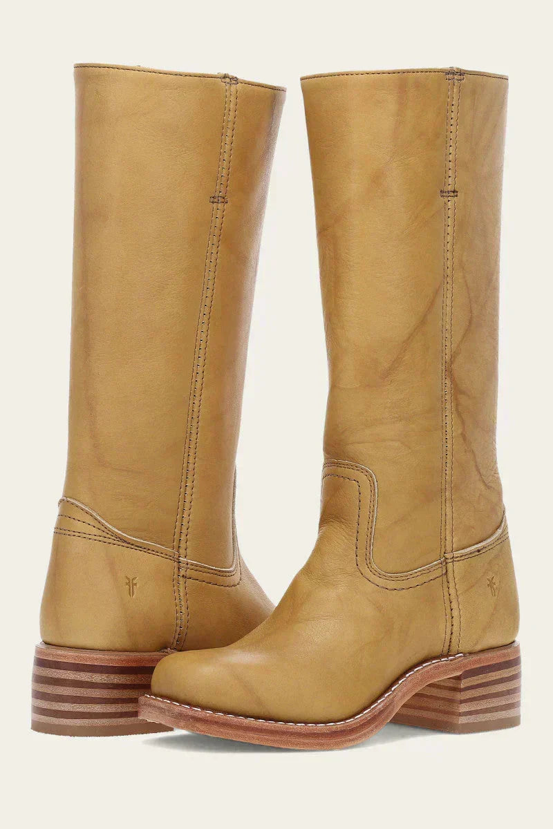 Women's Leather Knee High Boots – Side Zip Block Heel Tall Boot