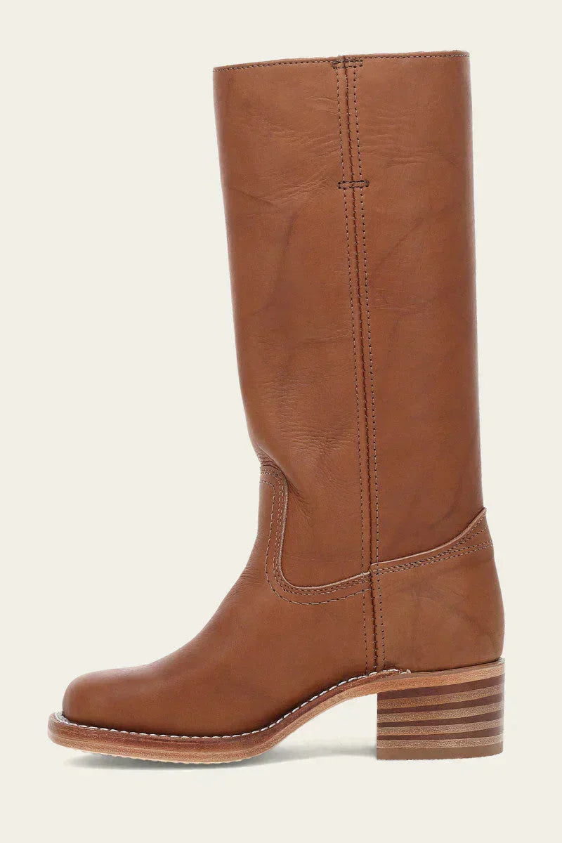 Women's Leather Knee High Boots – Side Zip Block Heel Tall Boot