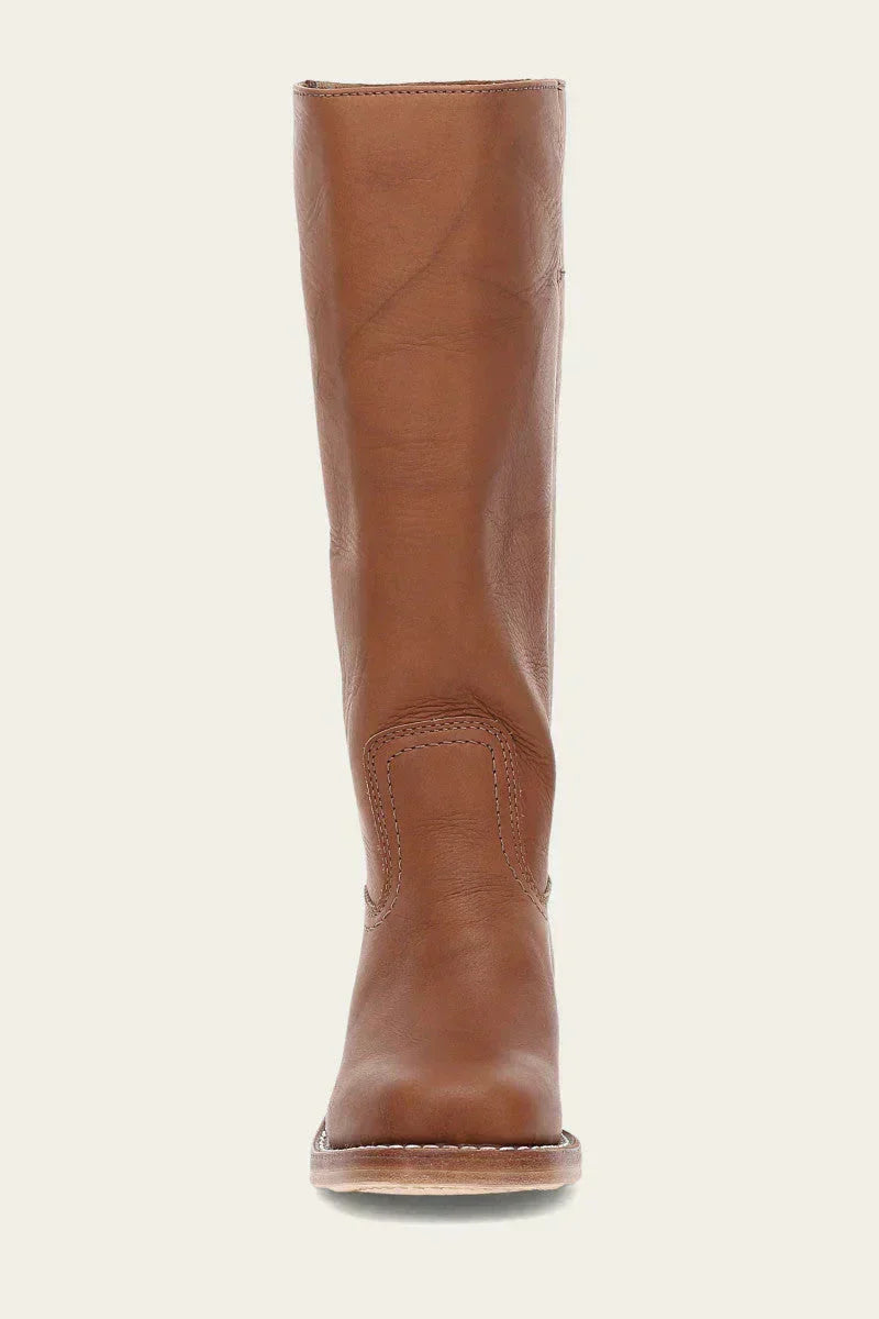 Women's Leather Knee High Boots – Side Zip Block Heel Tall Boot