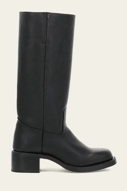 Women's Leather Knee High Boots – Side Zip Block Heel Tall Boot