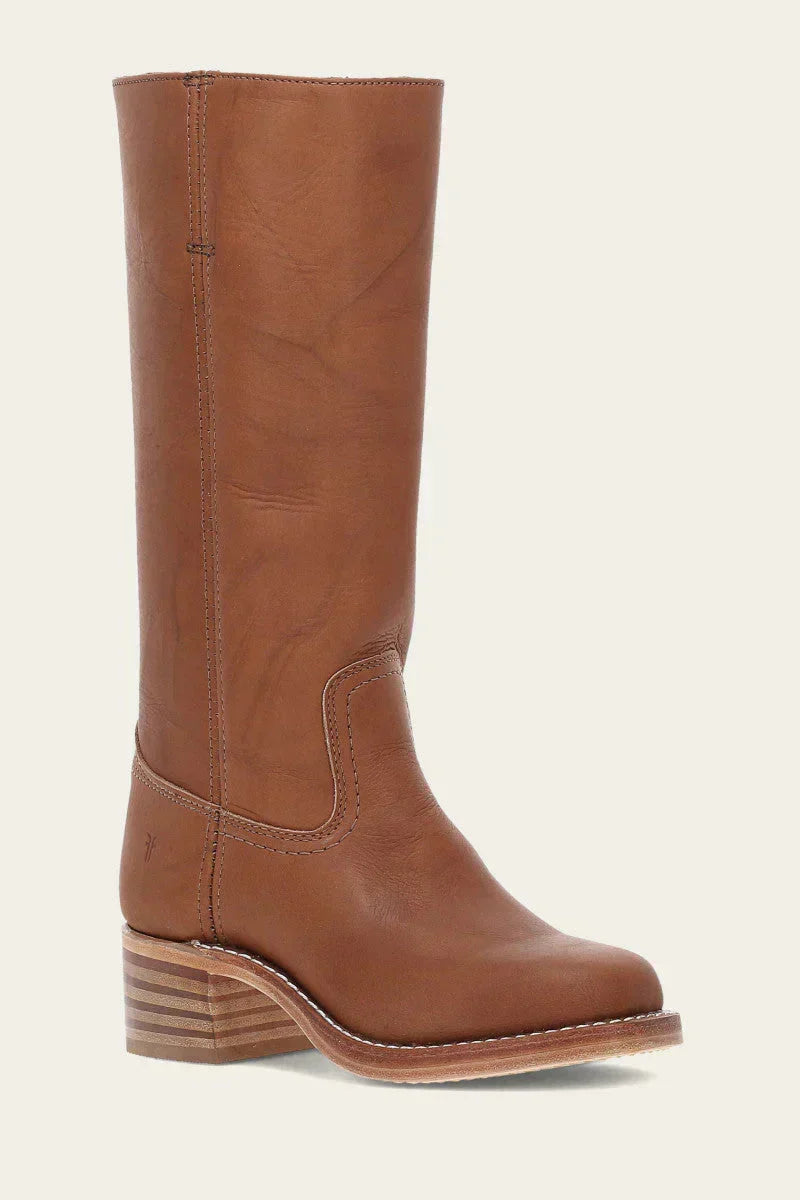 Women's Leather Knee High Boots – Side Zip Block Heel Tall Boot