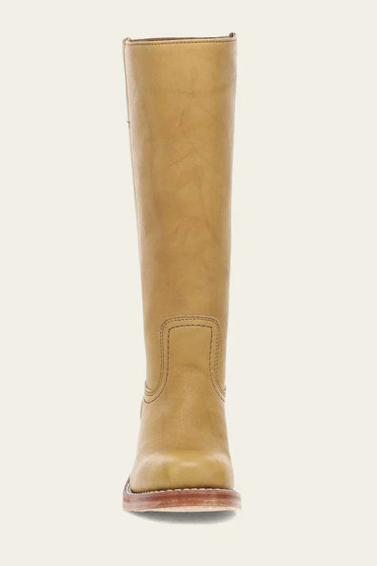 Women's Leather Knee High Boots – Side Zip Block Heel Tall Boot