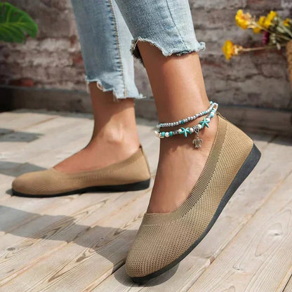 Knit Slip-On Ballet Flats – Round Toe Cushioned Everyday Flats