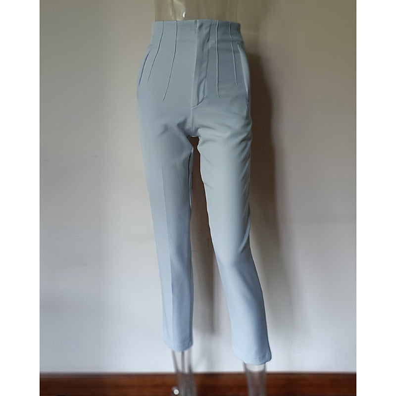 High-Waisted Pleated Straight-Leg Trousers – Tailored Work Pants