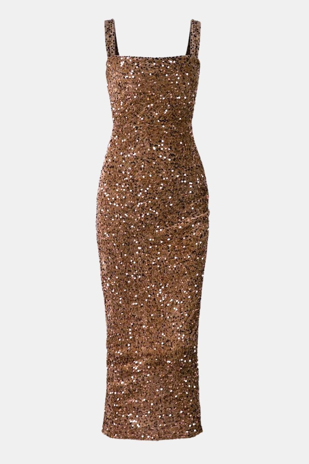 Sequin Bodycon Maxi Dress – Square Neck Formal Evening Dress