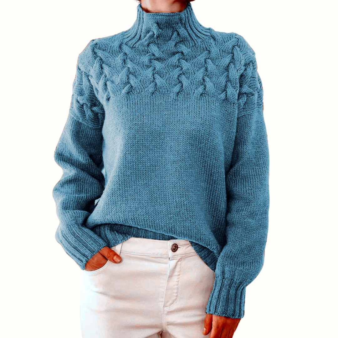Cable Knit Turtleneck Sweater – Women's Relaxed Fit Pullover