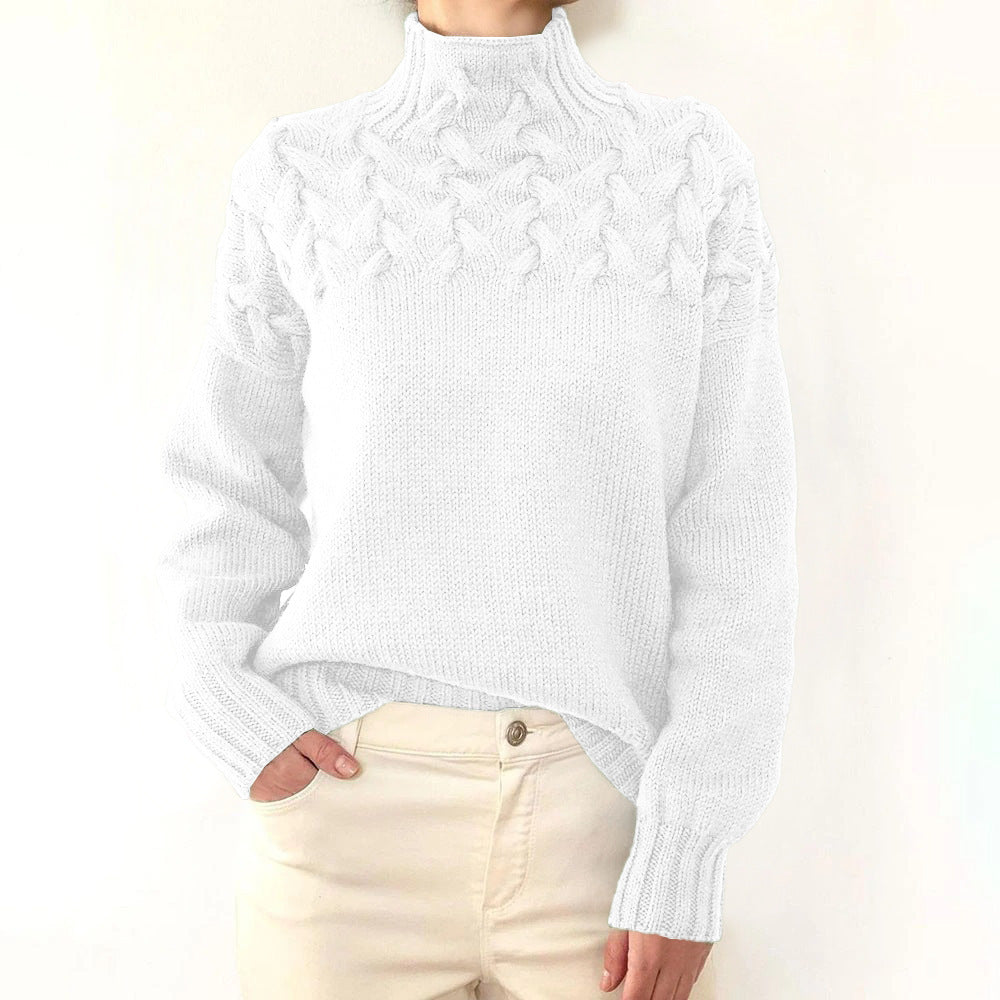 Cable Knit Turtleneck Sweater – Women's Relaxed Fit Pullover