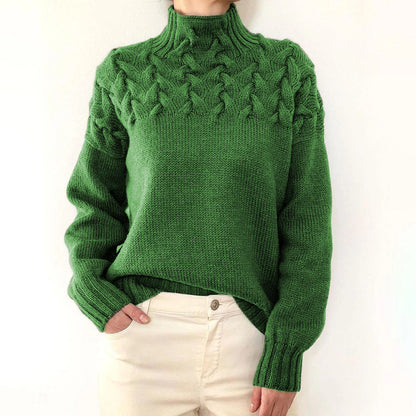 Cable Knit Turtleneck Sweater – Women's Relaxed Fit Pullover