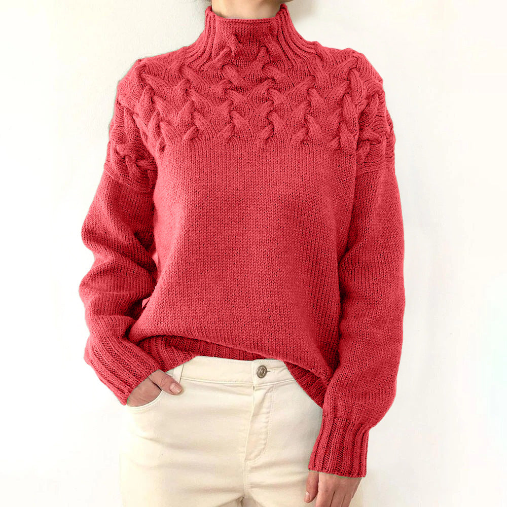 Cable Knit Turtleneck Sweater – Women's Relaxed Fit Pullover