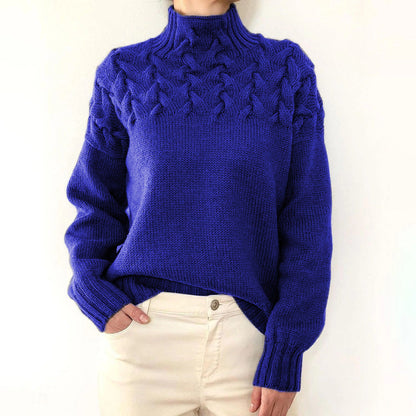 Cable Knit Turtleneck Sweater – Women's Relaxed Fit Pullover