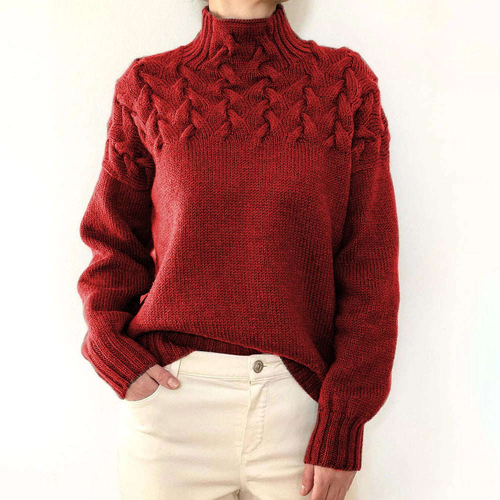 Cable Knit Turtleneck Sweater – Women's Relaxed Fit Pullover