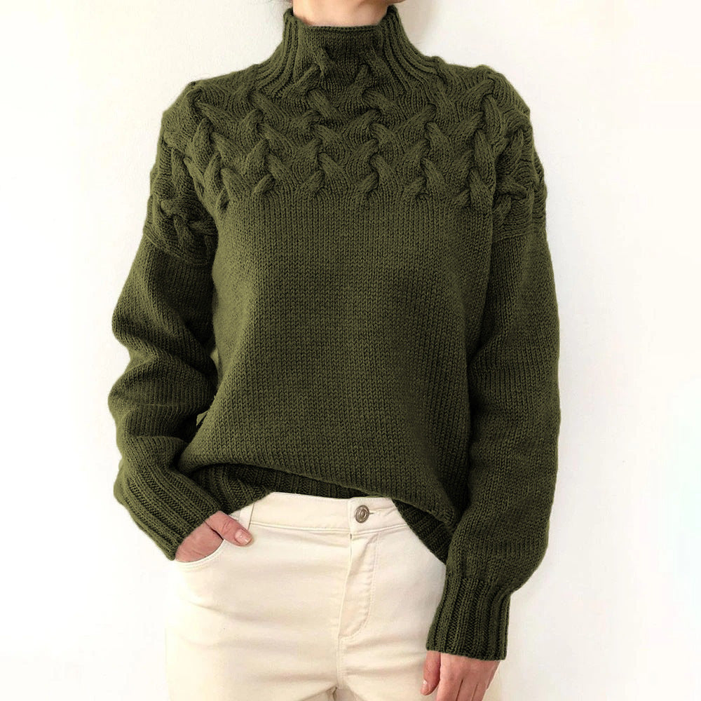 Cable Knit Turtleneck Sweater – Women's Relaxed Fit Pullover