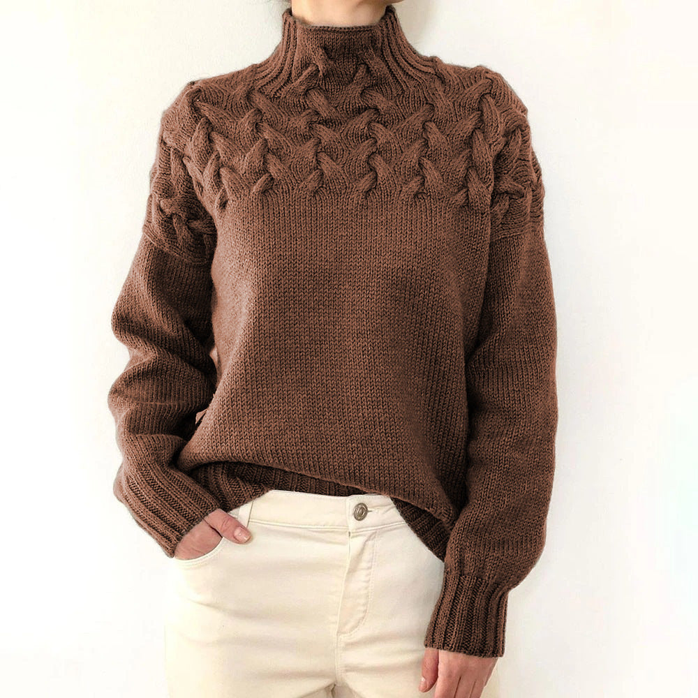 Cable Knit Turtleneck Sweater – Women's Relaxed Fit Pullover