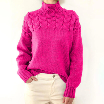 Cable Knit Turtleneck Sweater – Women's Relaxed Fit Pullover