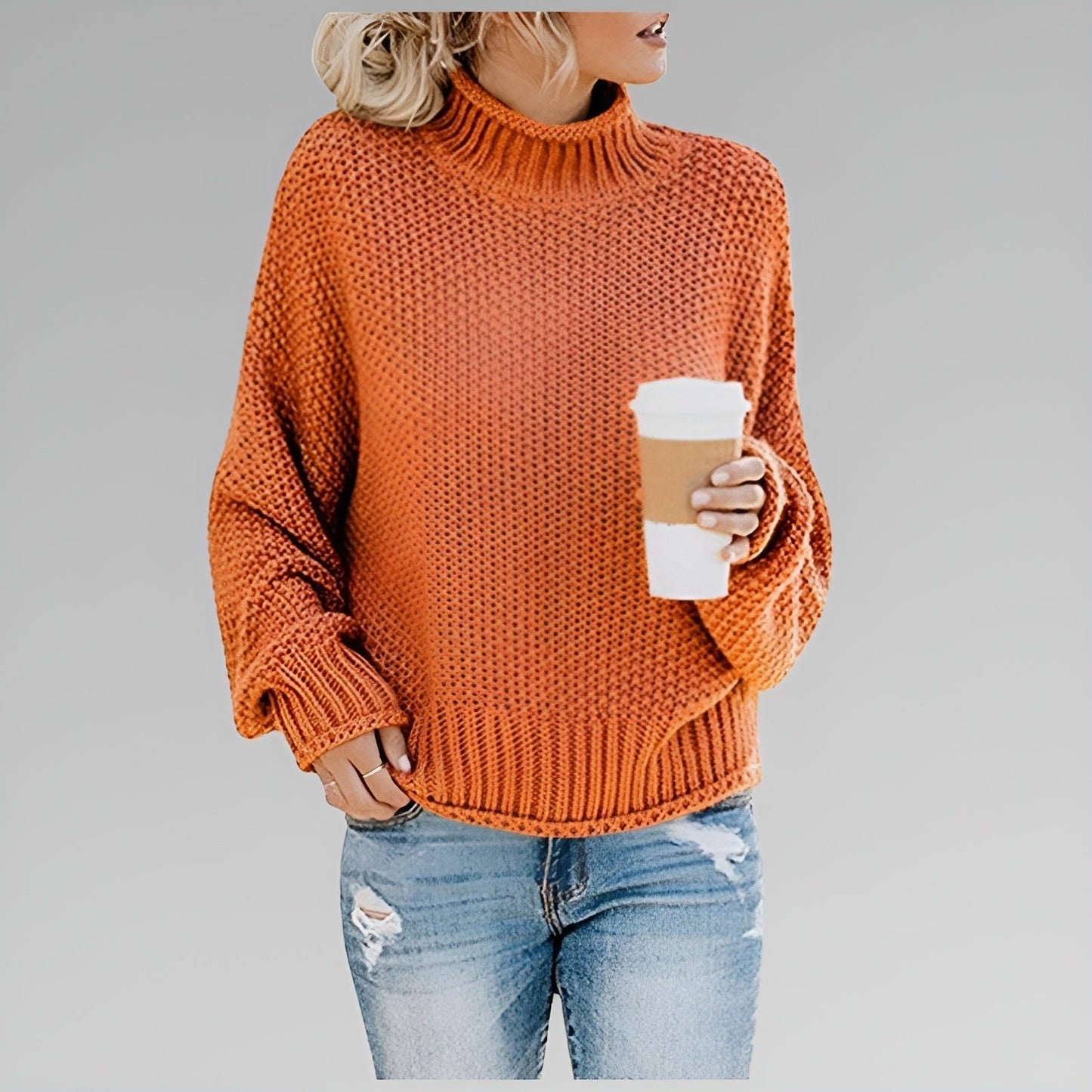 Chunky Knit Turtleneck Sweater – Oversized Pullover for Women