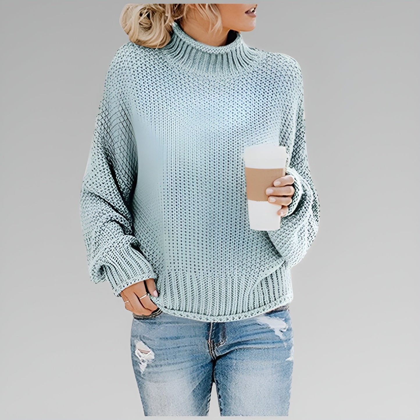 Chunky Knit Turtleneck Sweater – Oversized Pullover for Women