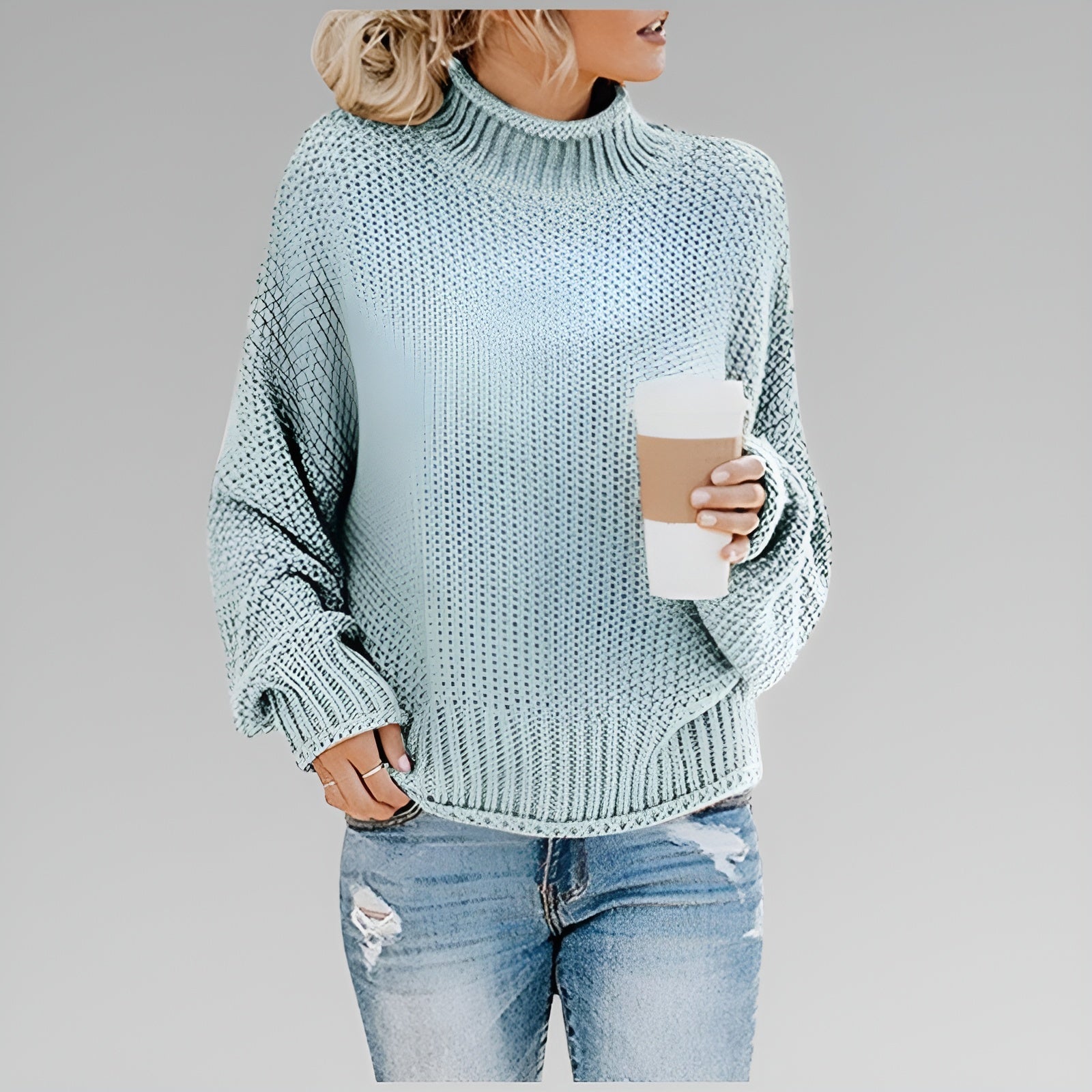 Chunky Knit Turtleneck Sweater – Oversized Pullover for Women