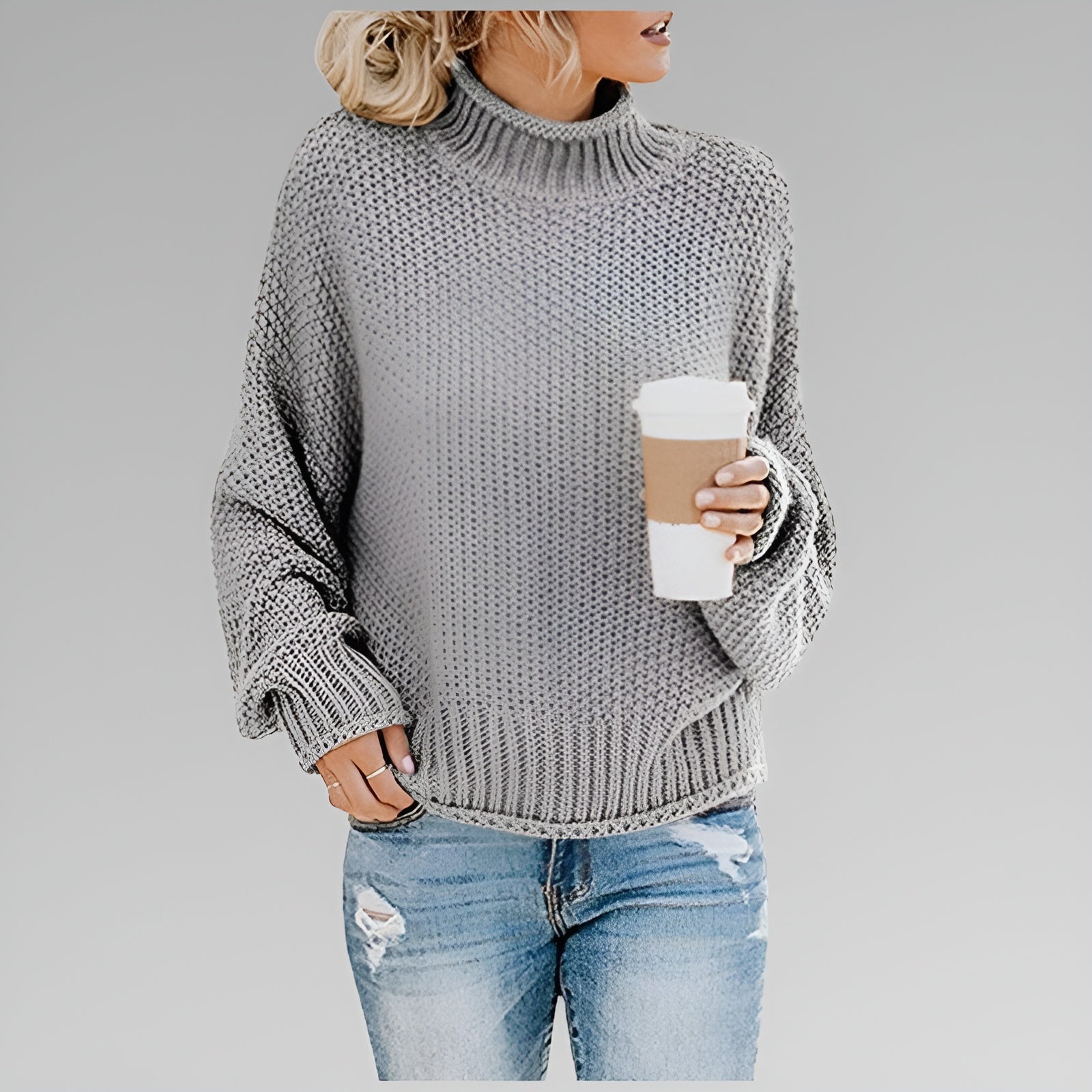 Chunky Knit Turtleneck Sweater – Oversized Pullover for Women