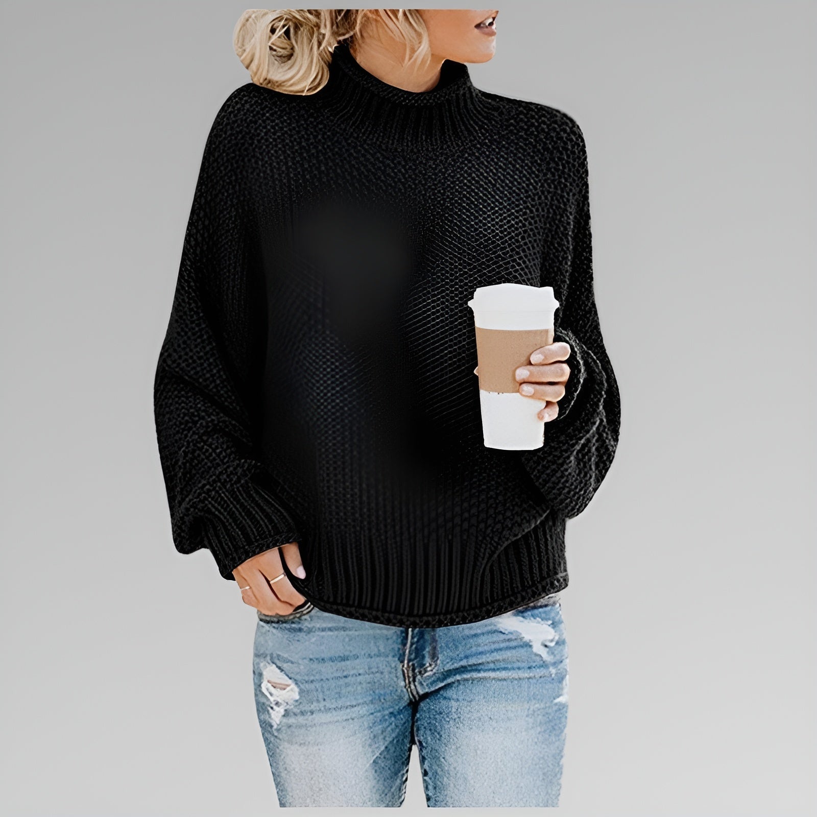 Chunky Knit Turtleneck Sweater – Oversized Pullover for Women