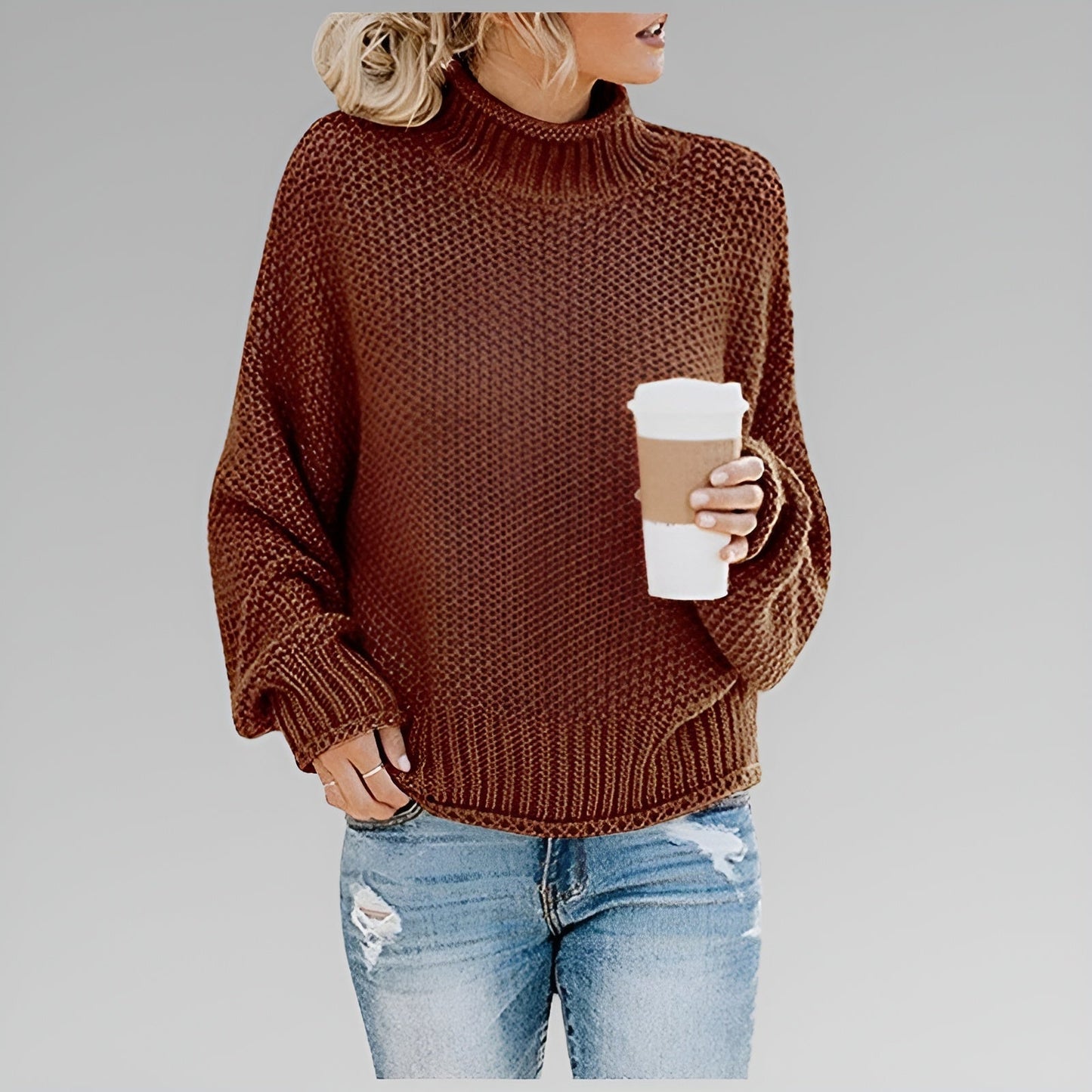 Chunky Knit Turtleneck Sweater – Oversized Pullover for Women