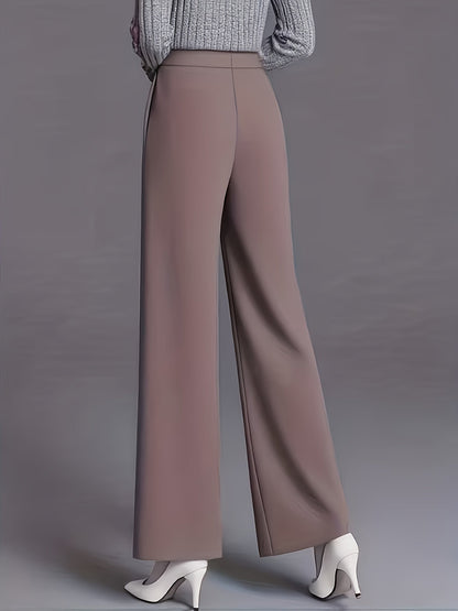 Wide-Leg Dress Pants – High-Waisted Tailored Trousers with Pockets