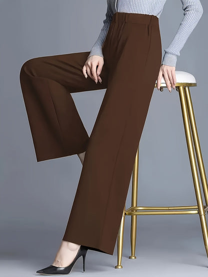 Wide-Leg Dress Pants – High-Waisted Tailored Trousers with Pockets