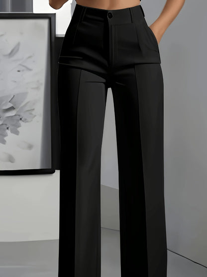 High-Waisted Wide-Leg Trousers – Tailored Creased Work Pants