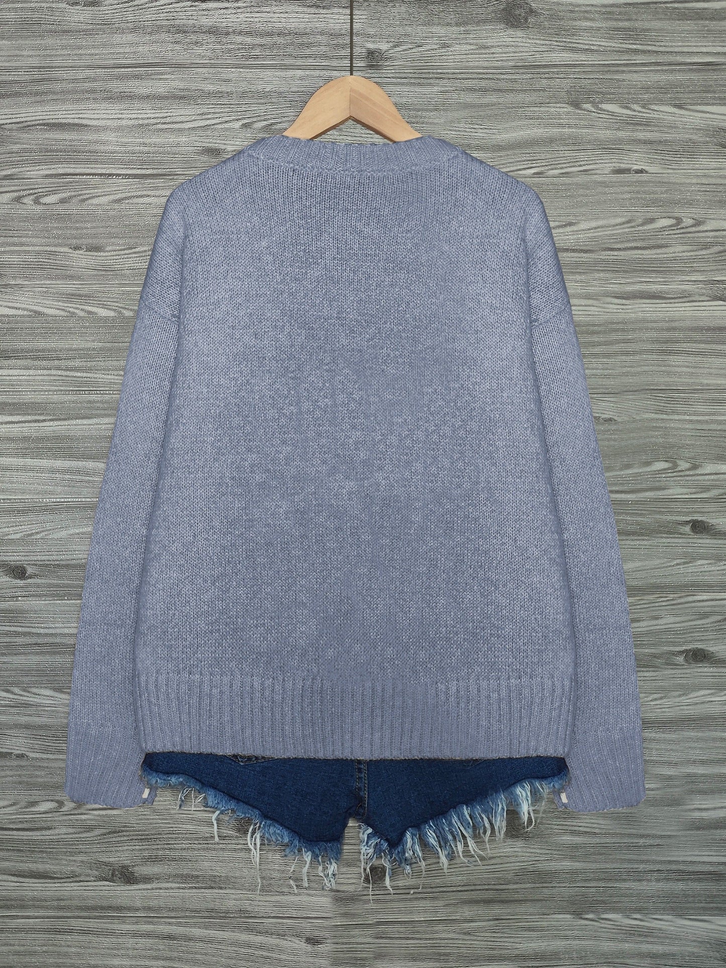 Cat Print Knit Pullover Sweater – Crewneck Relaxed Fit Long Sleeve