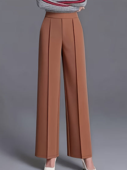 Wide-Leg Dress Pants – High-Waisted Tailored Trousers with Pockets