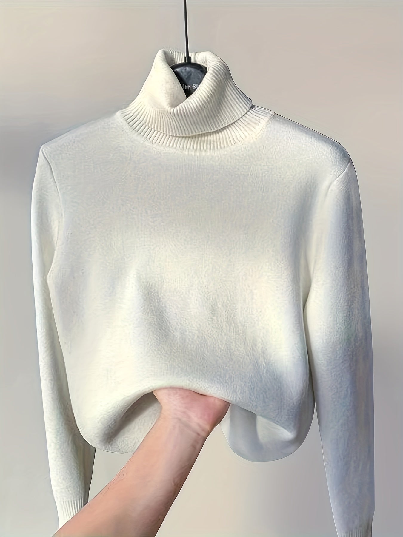 Fleece Lined Turtleneck Sweater – Slim Fit Knit Pullover