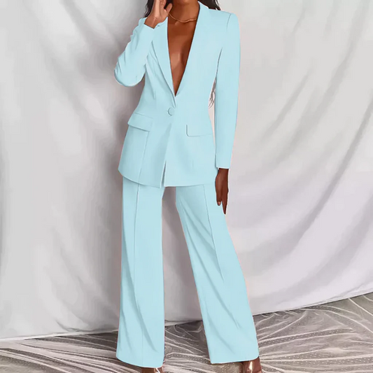 Blazer Wide Leg Pants Suit Set – Women's 2 Piece Business Casual Outfit