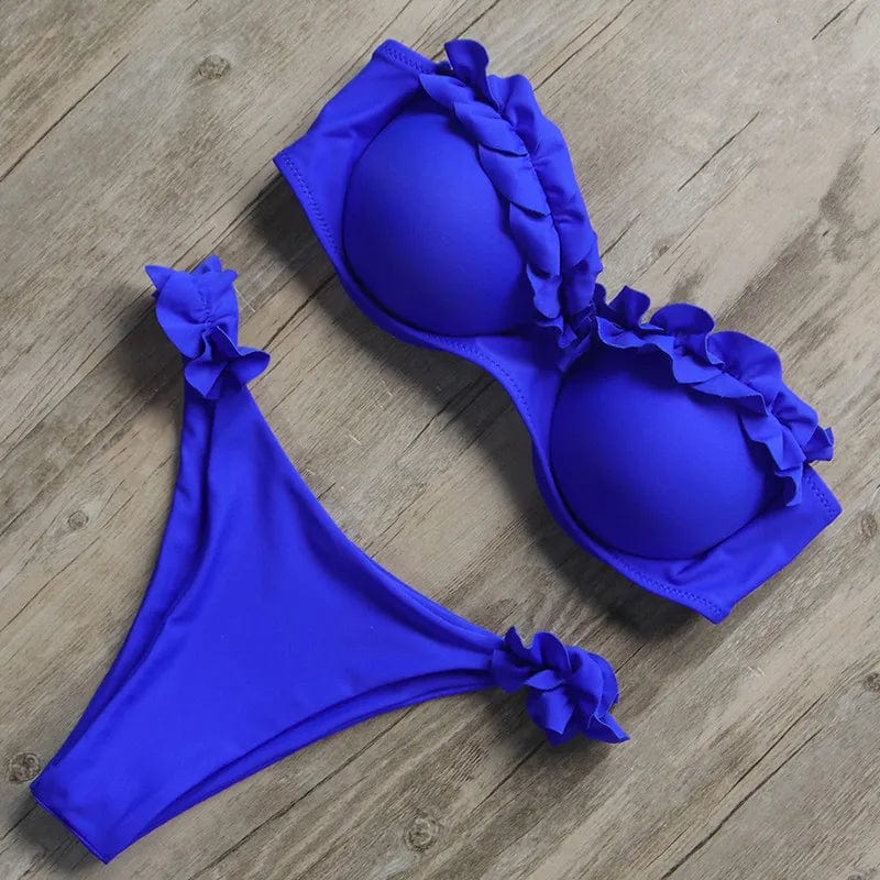 Ruffle Bandeau Bikini Set – Strapless Two-Piece Swimsuit