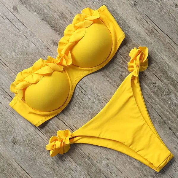 Ruffle Bandeau Bikini Set – Strapless Two-Piece Swimsuit