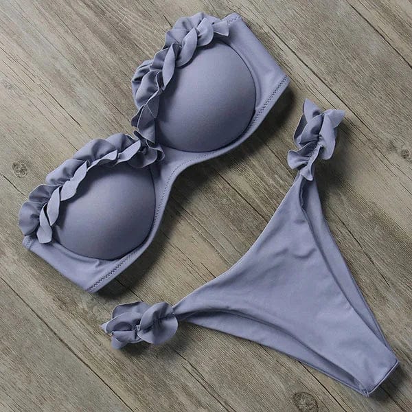 Ruffle Bandeau Bikini Set – Strapless Two-Piece Swimsuit
