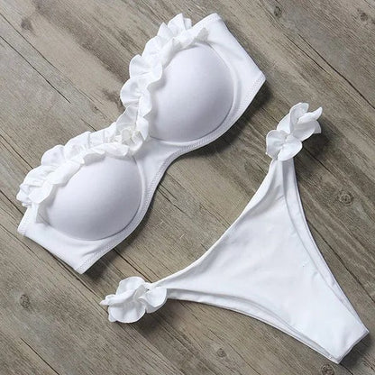 Ruffle Bandeau Bikini Set – Strapless Two-Piece Swimsuit