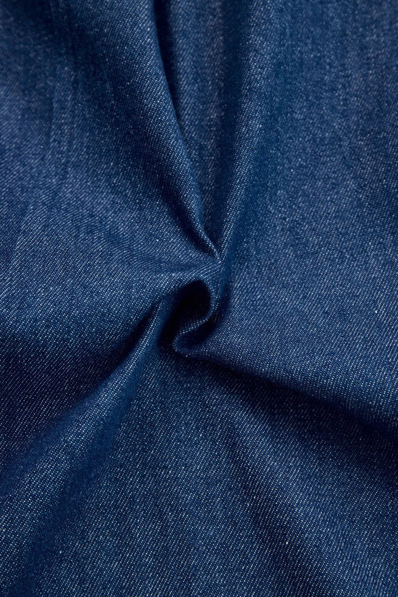 Denim Wide-Leg Jumpsuit – Long Sleeve Zip-Front Contrast Stitch