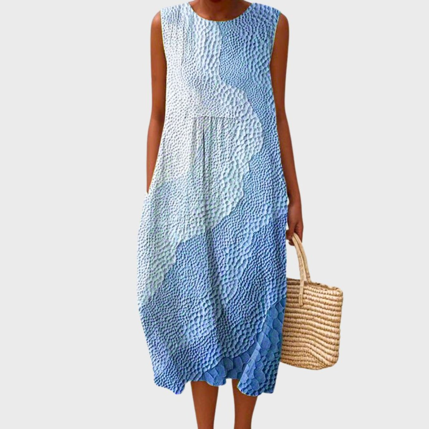 Linen Sleeveless Midi Dress – Tiered Loose Fit Summer Dress