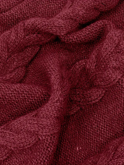 Chunky Cable Knit Turtleneck Sweater – Oversized Long Pullover