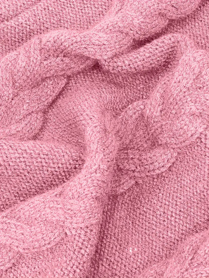 Chunky Cable Knit Turtleneck Sweater – Oversized Long Pullover