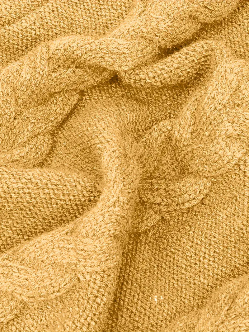 Chunky Cable Knit Turtleneck Sweater – Oversized Long Pullover