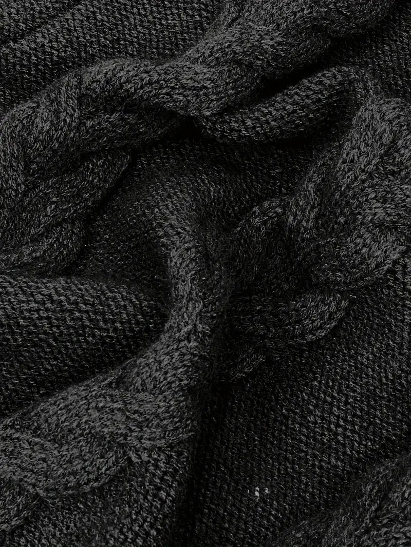 Chunky Cable Knit Turtleneck Sweater – Oversized Long Pullover