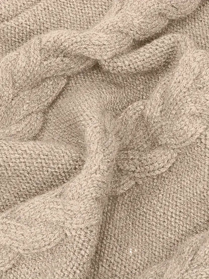 Chunky Cable Knit Turtleneck Sweater – Oversized Long Pullover
