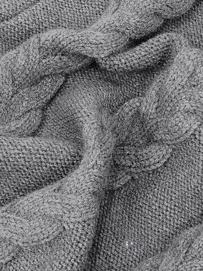 Chunky Cable Knit Turtleneck Sweater – Oversized Long Pullover