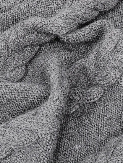 Chunky Cable Knit Turtleneck Sweater – Oversized Long Pullover